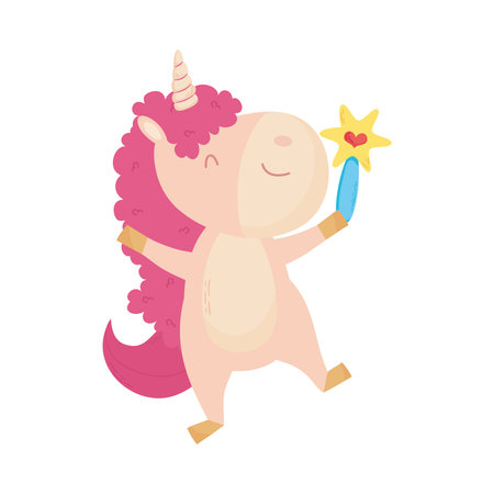 baby unicorn with magic wandのイラスト素材