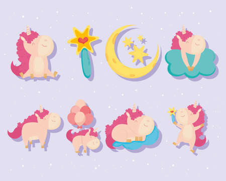 baby unicorns and magic collectionのイラスト素材