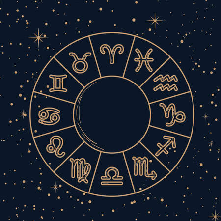 zodiac astrological circle on backgroundのイラスト素材