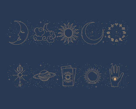 zodiac symbols and astrology setのイラスト素材