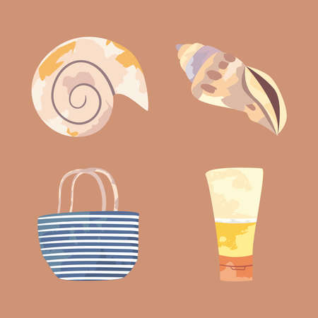 Summer and beach icon collectionのイラスト素材