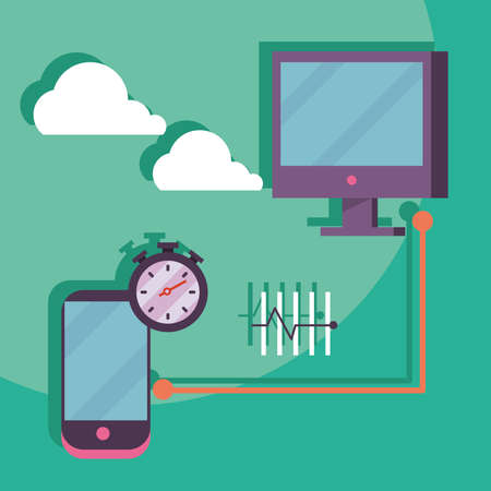 track fitness with smartphone computerのイラスト素材