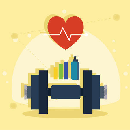 gym sport weight and heartのイラスト素材