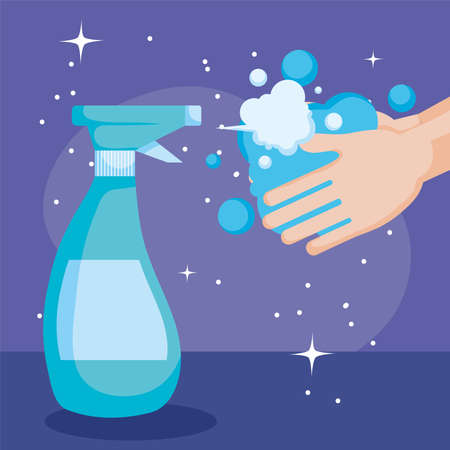 Disinfection and clean sanitizer bottleのイラスト素材