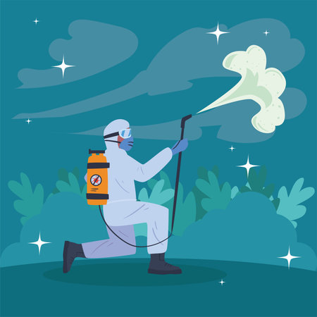 Man disinfecting air