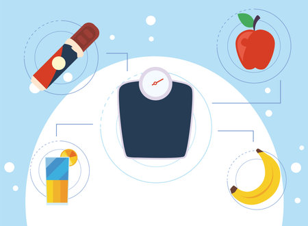 fitness scale with symbol setのイラスト素材