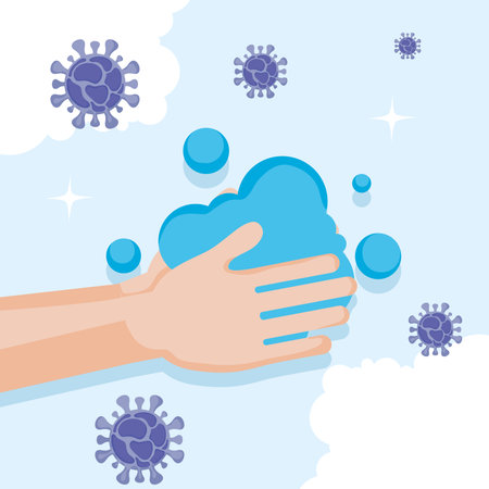 washing hands from covid 19 virusのイラスト素材