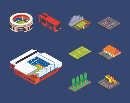 stadium parking lot icon setのイラスト素材