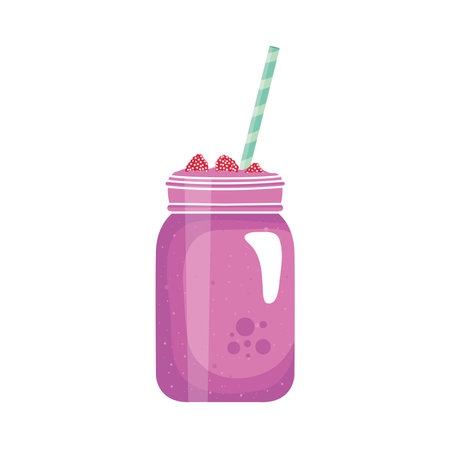 Illustration for blackberries smoothie jar on background - Royalty Free Image