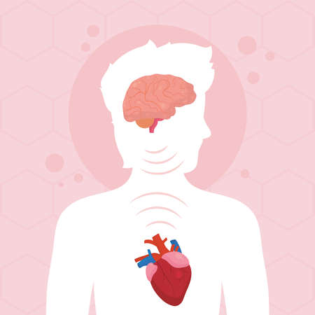 person with brain and heartのイラスト素材