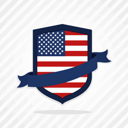 usa shield with decorative ribbonのイラスト素材