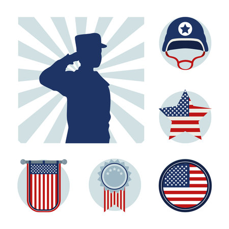 army soldier and usa badgesのイラスト素材