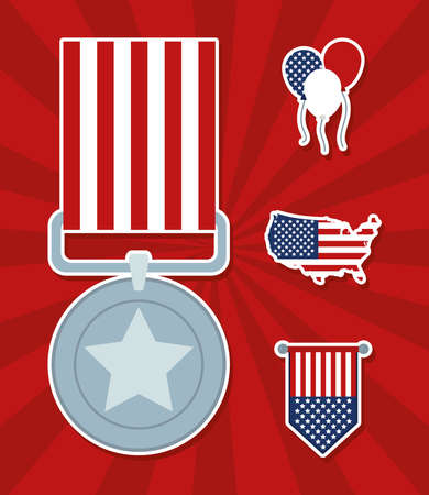 military medal and usa symbolsのイラスト素材