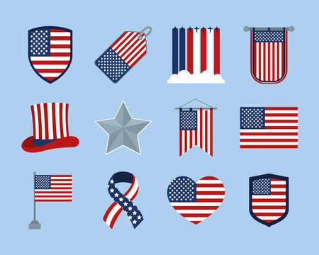 usa flag badges icon setのイラスト素材