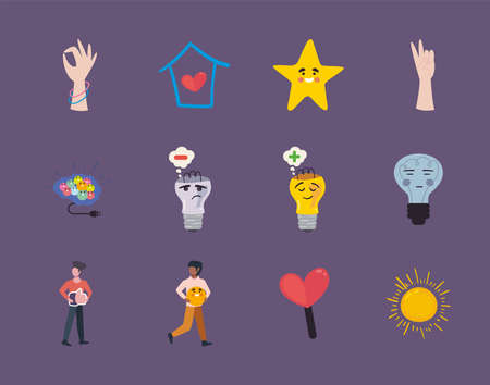 think positive motivation symbol collectionのイラスト素材