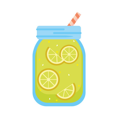 lemonade jar on white backgroundのイラスト素材