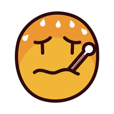 emoji face with thermometer iconのイラスト素材