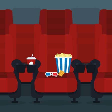 cinema chairs illustration with foodのイラスト素材