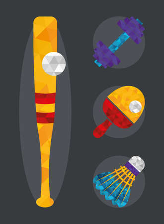 baseball bat and sports setのイラスト素材