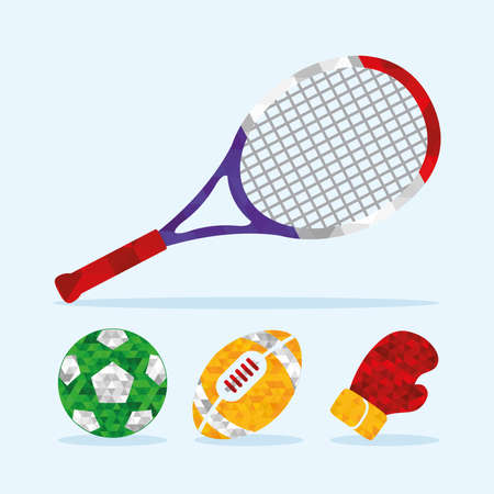 tennis racket and sport setのイラスト素材