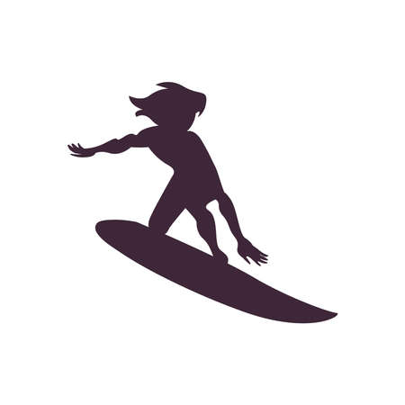 Isolated woman surfingのイラスト素材