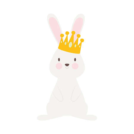 crowned cute bunnyのイラスト素材