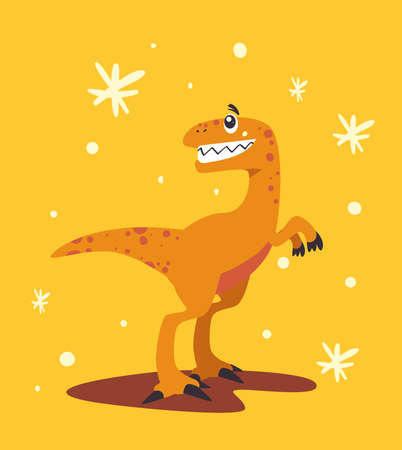 happy velociraptor cartoonのイラスト素材