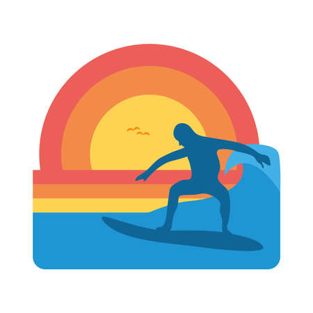 sunset and surferのイラスト素材