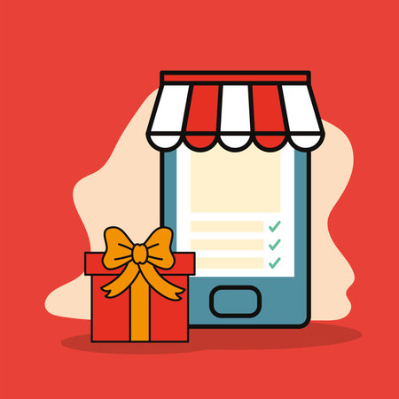 gift and smartphoneのイラスト素材