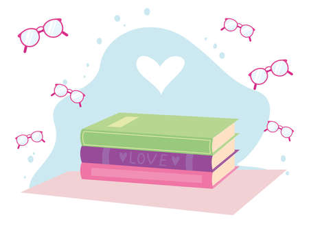 books with glassesのイラスト素材