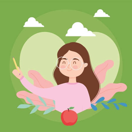 teacher with pencilのイラスト素材