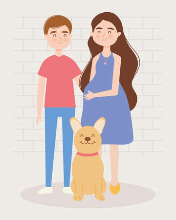 couple pregnant illustrationのイラスト素材