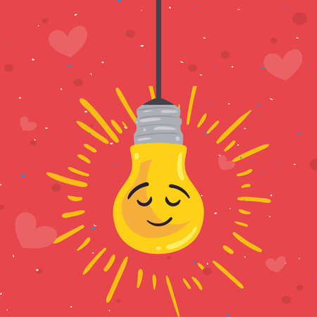 happy bulb hangingのイラスト素材