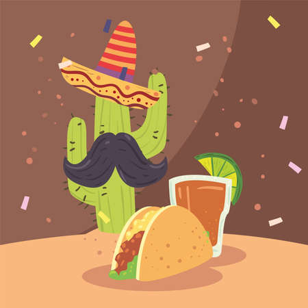 cactus with foodのイラスト素材