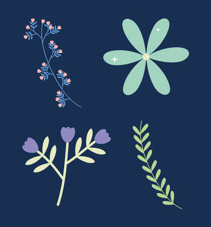 decorative flowers setのイラスト素材