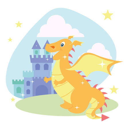 castle and dragonのイラスト素材