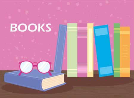 books set glassesのイラスト素材
