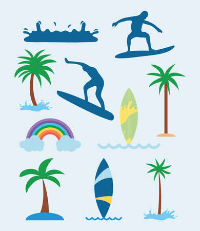 surfer and palmsのイラスト素材