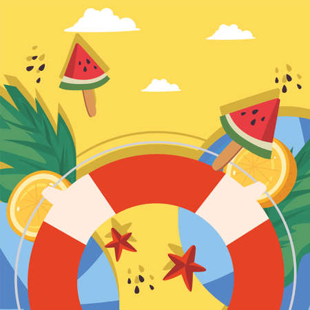 summer striped floatのイラスト素材