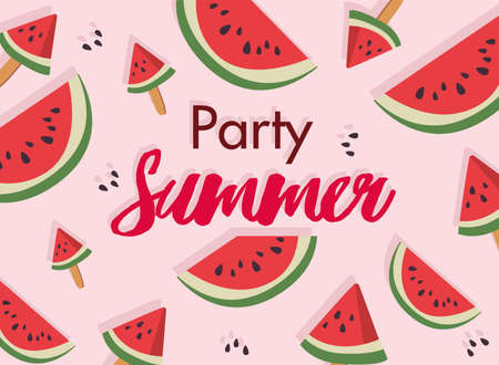 party summer watermelonsのイラスト素材
