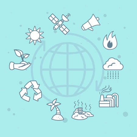 Global sphere with symbol setのイラスト素材