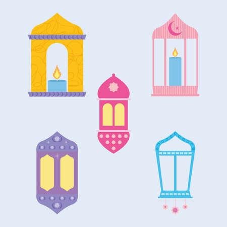 islamic lanterns setのイラスト素材