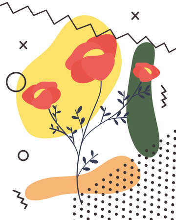 red flowers illustrationのイラスト素材