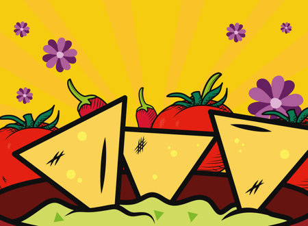mexican three nachosのイラスト素材