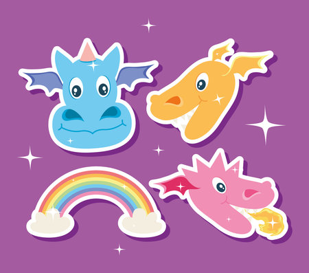 dragons and rainbowのイラスト素材