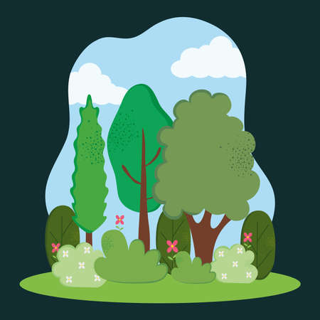 trees and bushesのイラスト素材