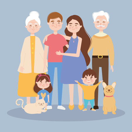 Happy extended familyのイラスト素材