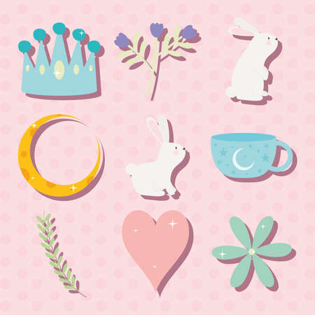 cute bunnies setのイラスト素材