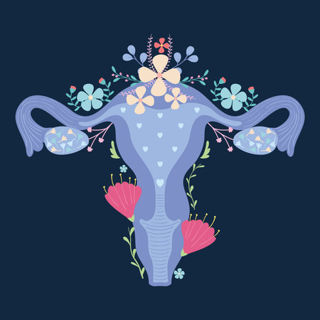purple floral uterusのイラスト素材