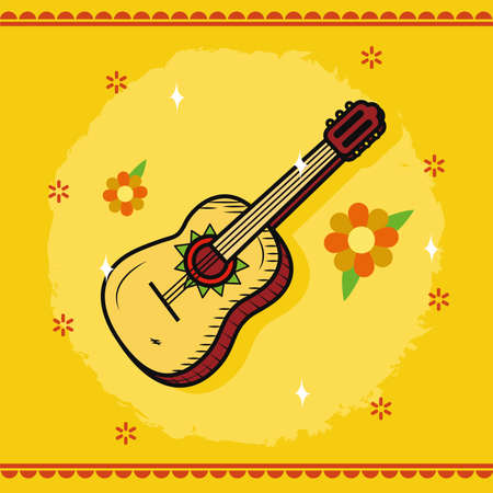 mexican guitar iconのイラスト素材
